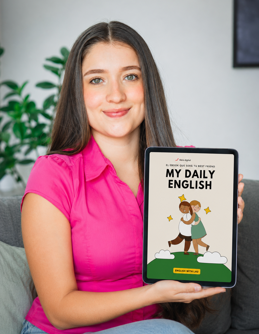 Persona practicando inglés en una situación cotidiana con el ebook My Daily English